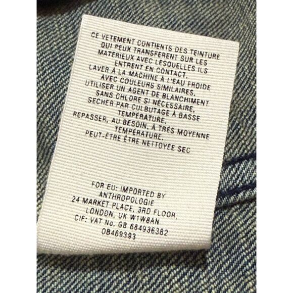 Pilcro Anthropologie Denim Jean Jacket Dark Wash Small Petite SP Cropped - Picture 8 of 9